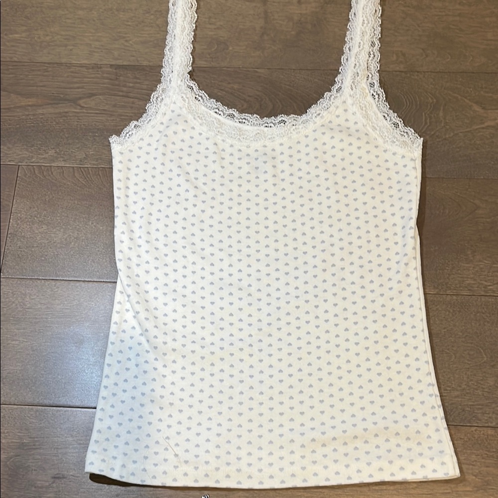 White Lace Trimmed Women's Top